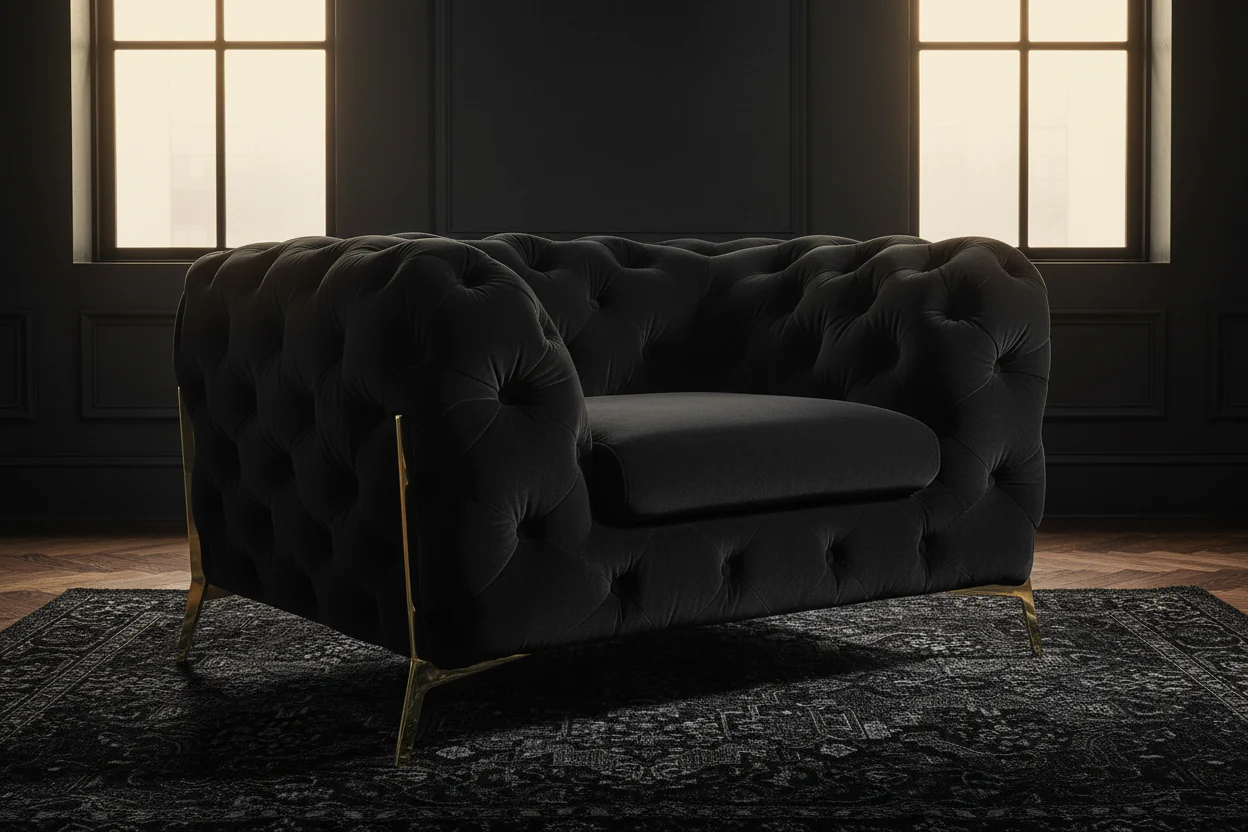 Velvet Grandeur Sofa Set - Transitional Fabric Chair - Image 5