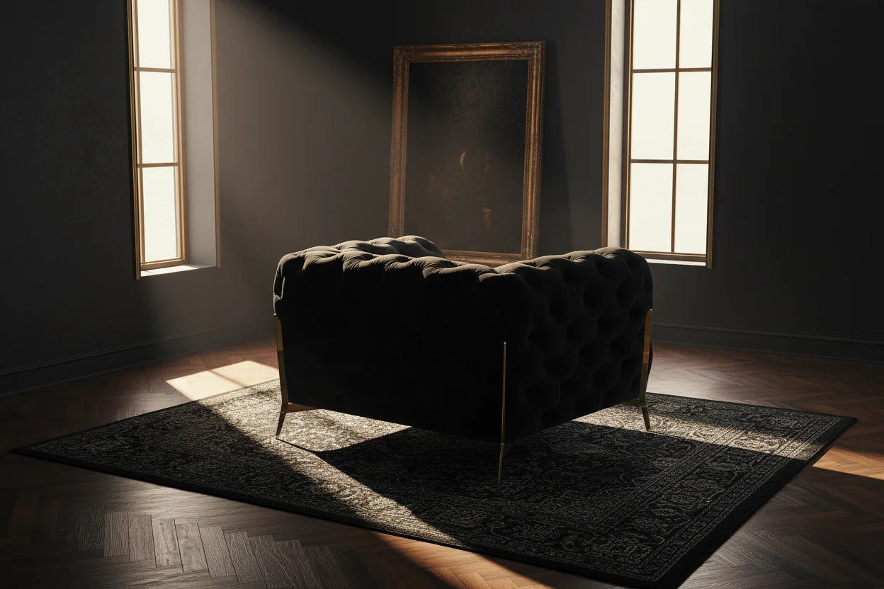 Velvet Grandeur Sofa Set - Transitional Fabric Chair - Image 7