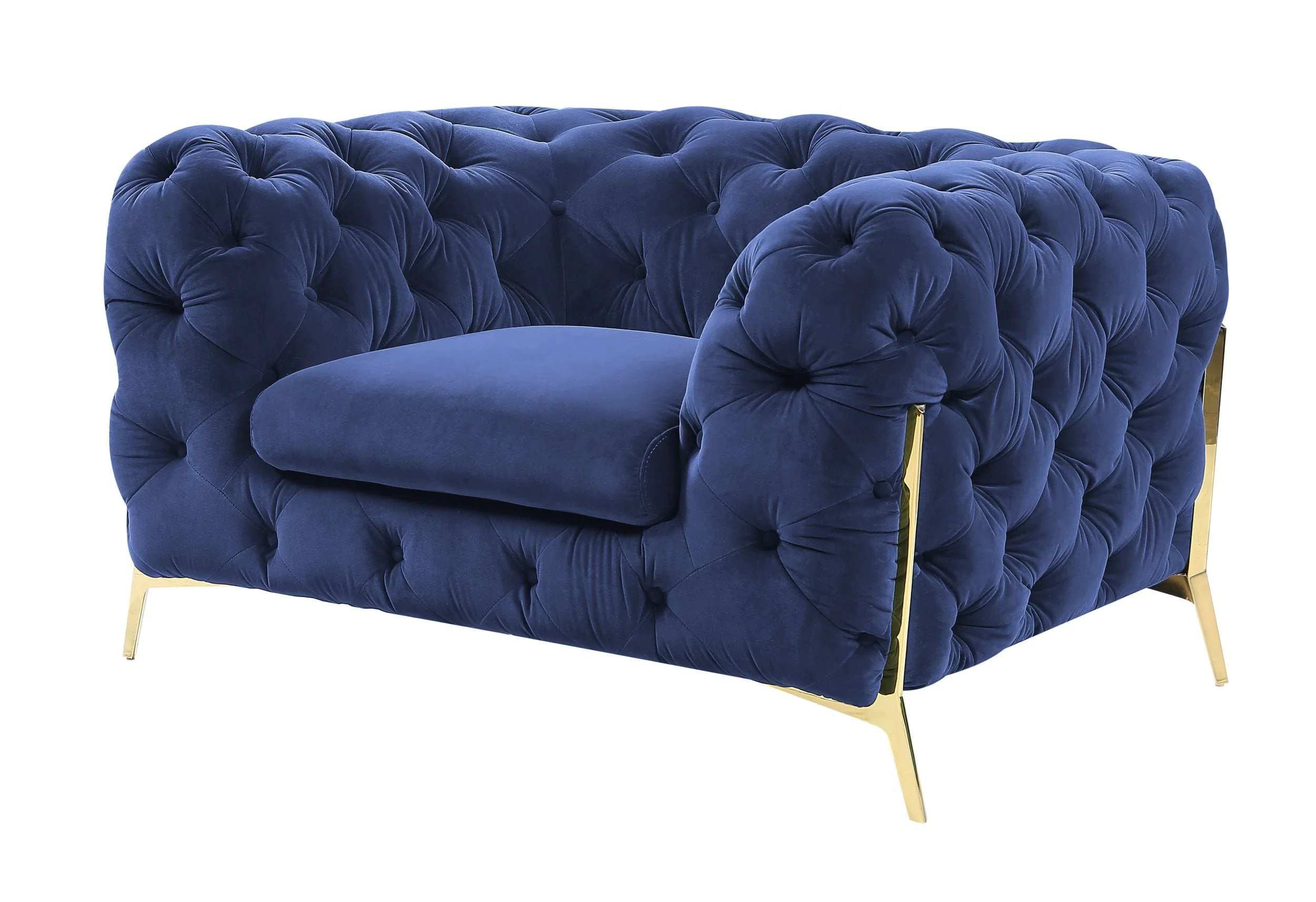 Velvet Grandeur Sofa Set - Transitional Fabric Chair - Image 9