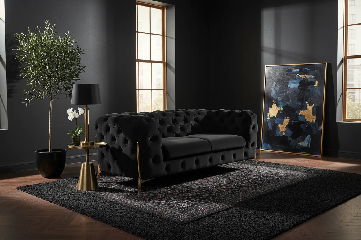 Velvet Grandeur Sofa Set - Transitional Fabric Loveseat - Image 3